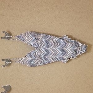 ONLY olandrea swimsuit zig zag blue white brown ruffle. Medium